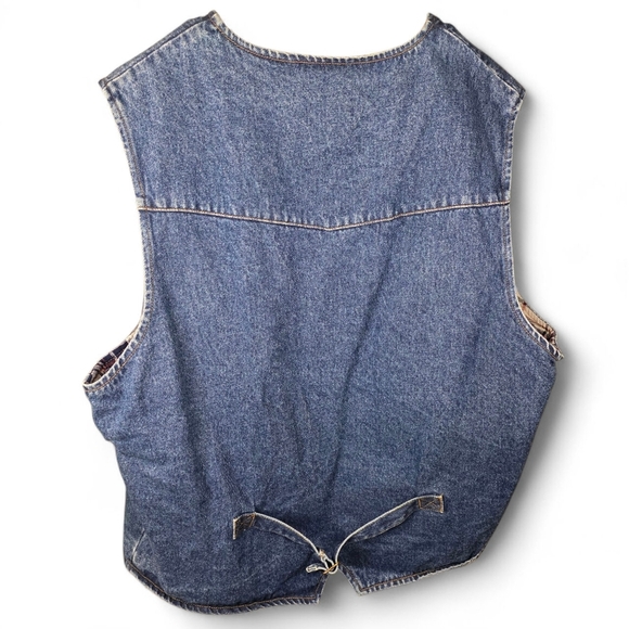 Cripple Creek Denim Lined Motorcycle Vest w/ CMA Kindom Riders Patch, Men XXL - Picture 2 of 7